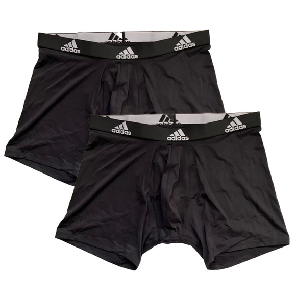 2 Men's ADIDAS Black Boxer Briefs with Pouch, CLIMALITE - NEW - Picture 1 of 7